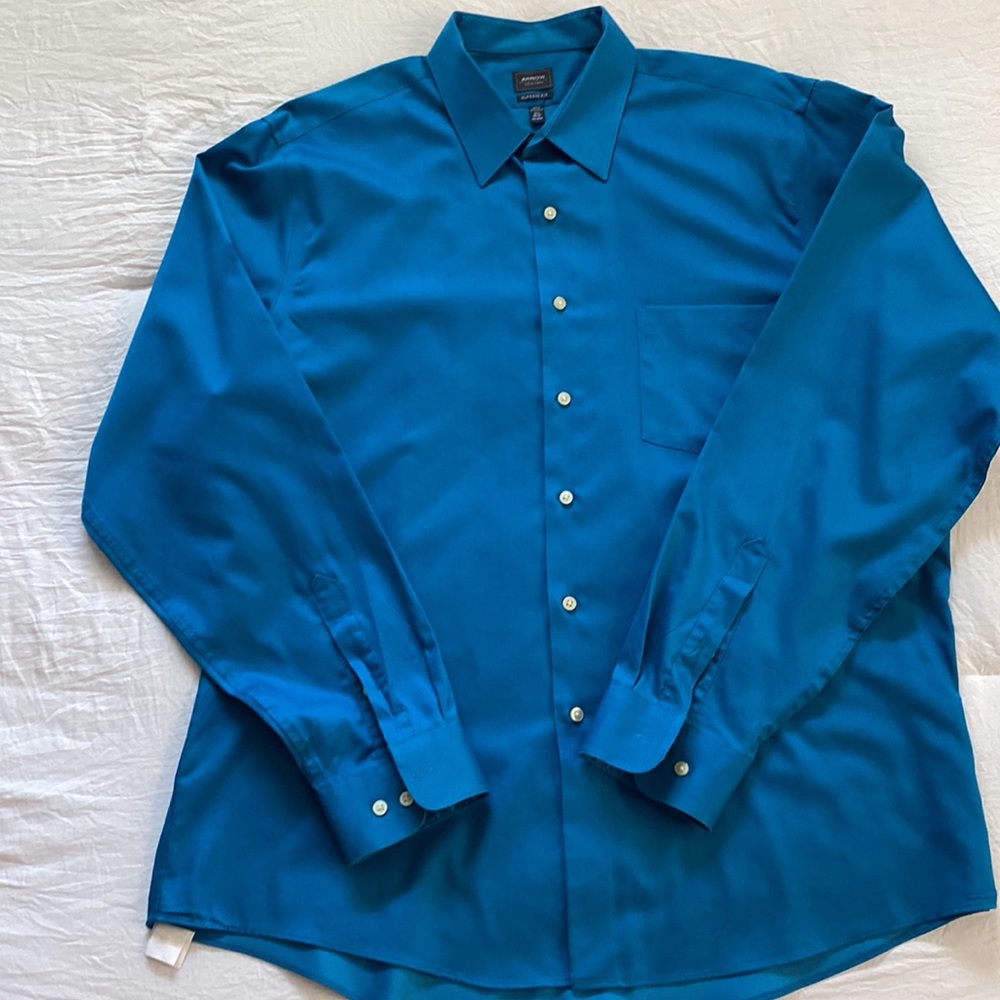 Men’s Classic Fit 17.5” 36/37 Teal Long Sleeved Dress Shirt